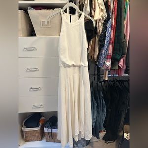 Halston white midi dress, halter with open back